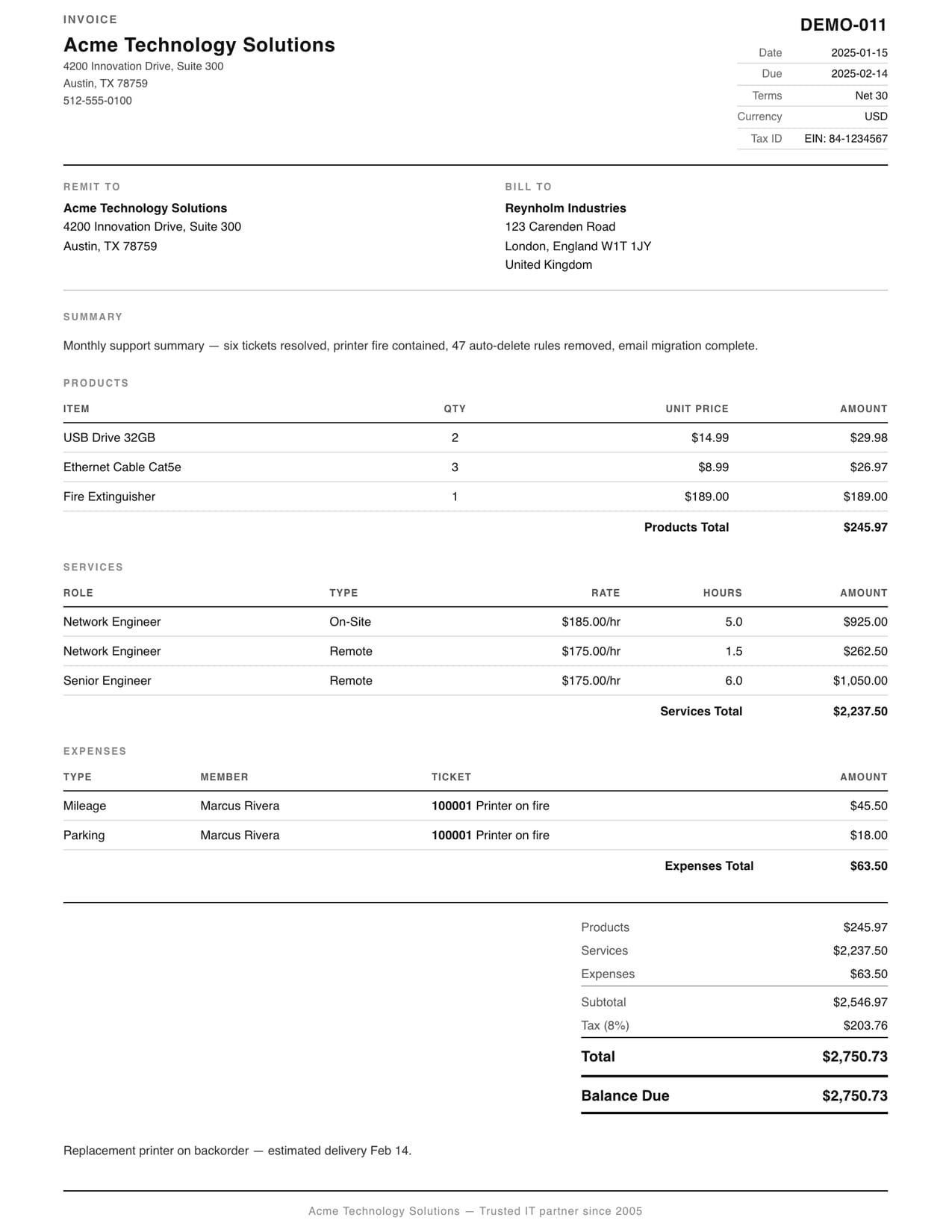 Functional Modernist ConnectWise invoice template