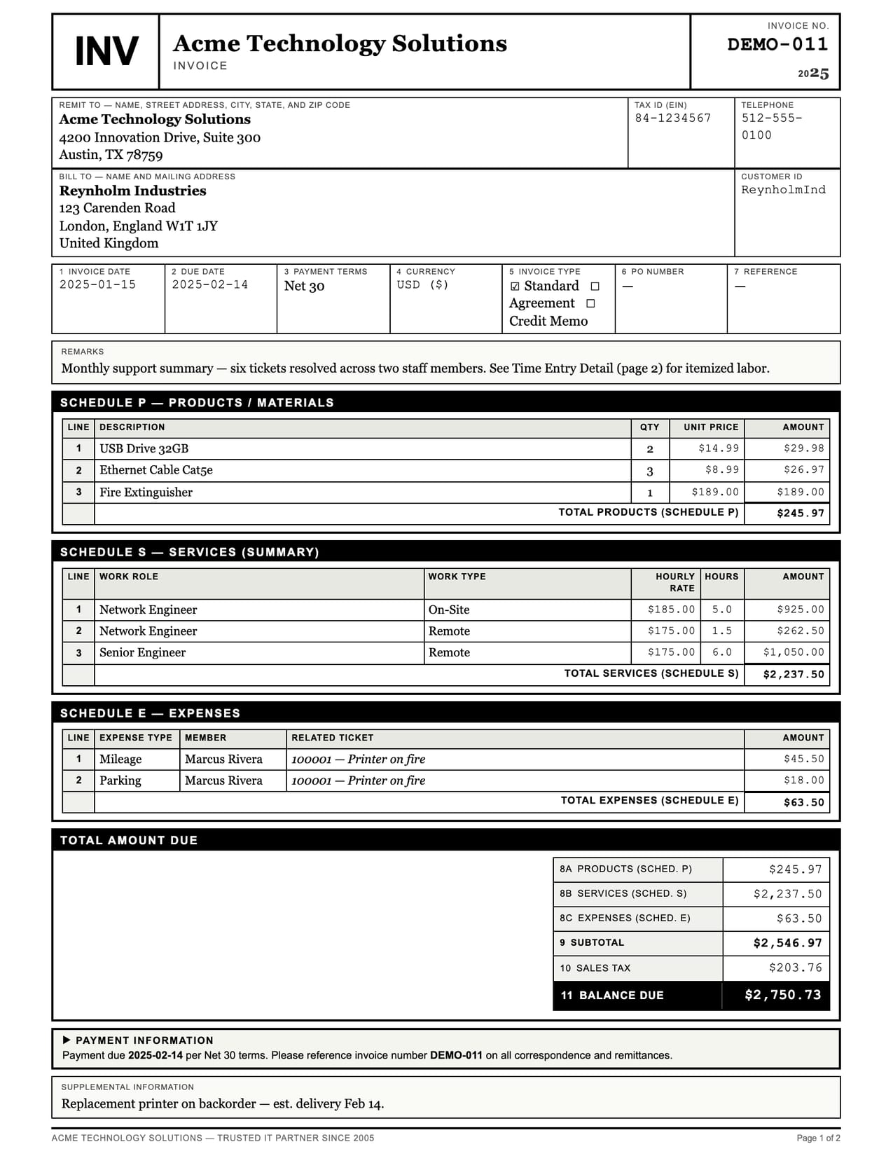 Government Form ConnectWise invoice template